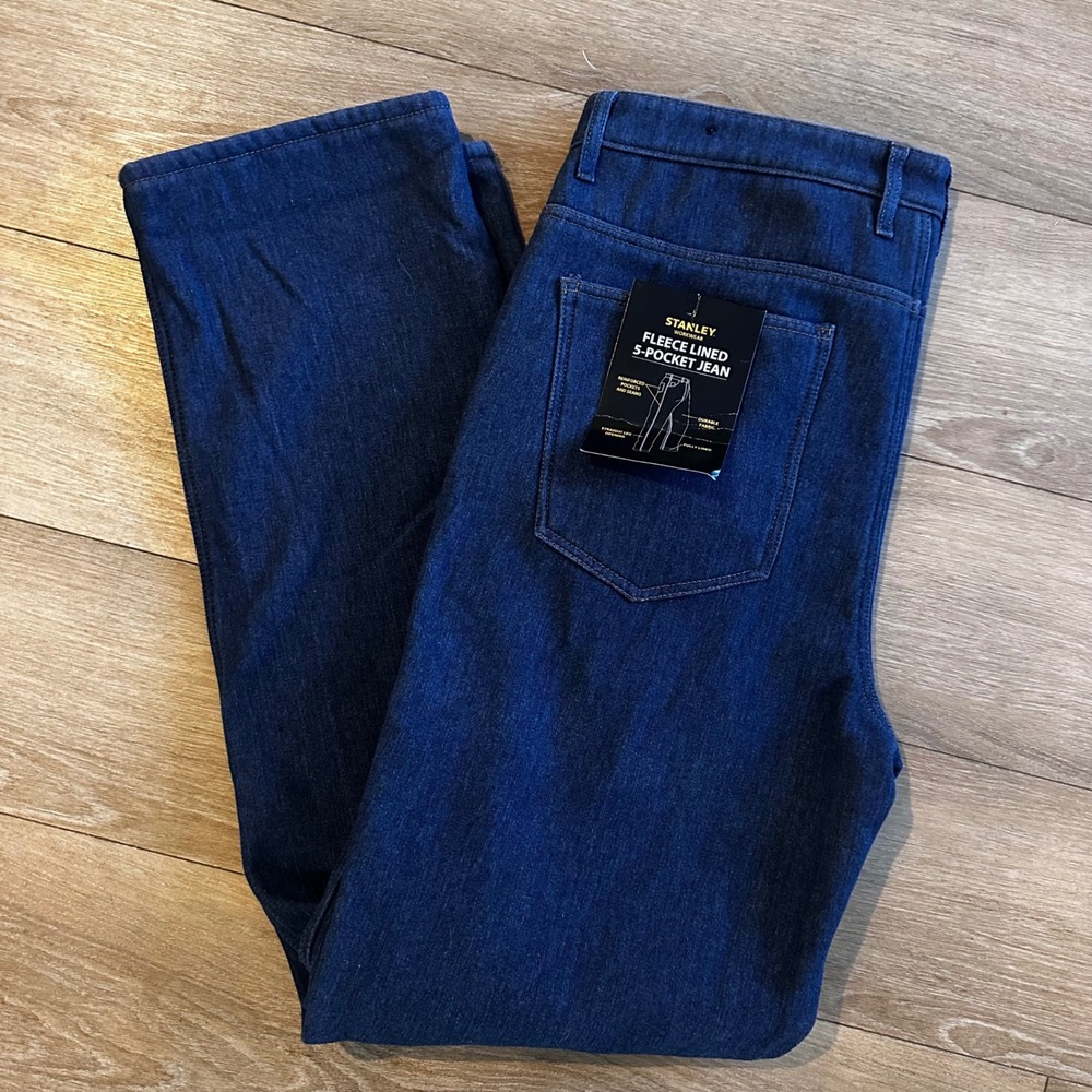 Stanley Workwear Mens Fleece Lined 5-Pocket Jeans Blue 36x34 Straight Leg NEW